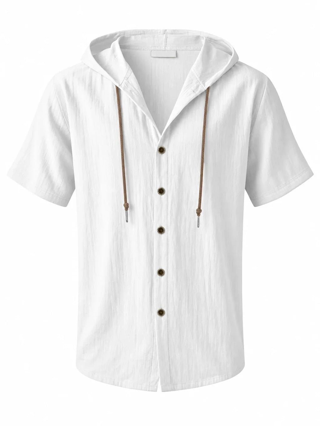 Men's Linen Hooded Short Sleeve Shirt – Loose Fit Lightweight...