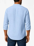 Men's Shirt – Long Sleeve Mandarin Collar Breathable Casual...