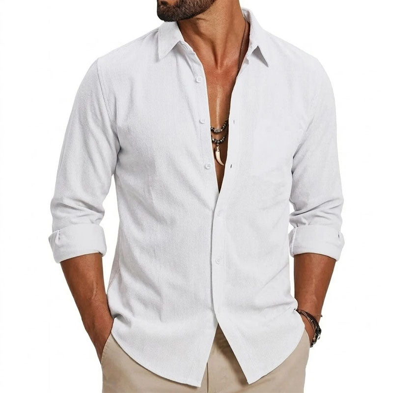 White slim-fit button-up shirt