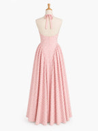 Women's Elegant French Style Pleated Maxi Dress – V-Neck Ruched...