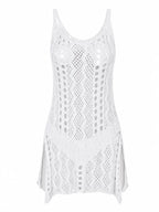 Women's Crochet Hollow Out Beach Cover-Up Dress – Split Hem Boho...