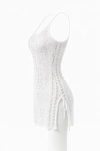 Women's Crochet Hollow Out Beach Cover-Up Dress – Split Hem Boho...