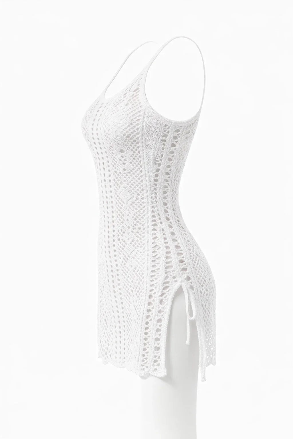 Women's Crochet Hollow Out Beach Cover-Up Dress – Split Hem Boho...